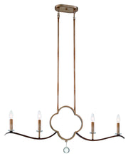 Minka-Lavery - 4834-690 - Four Light Island Pendant - Ava Libertine - Pale Gold With Distressed Bron