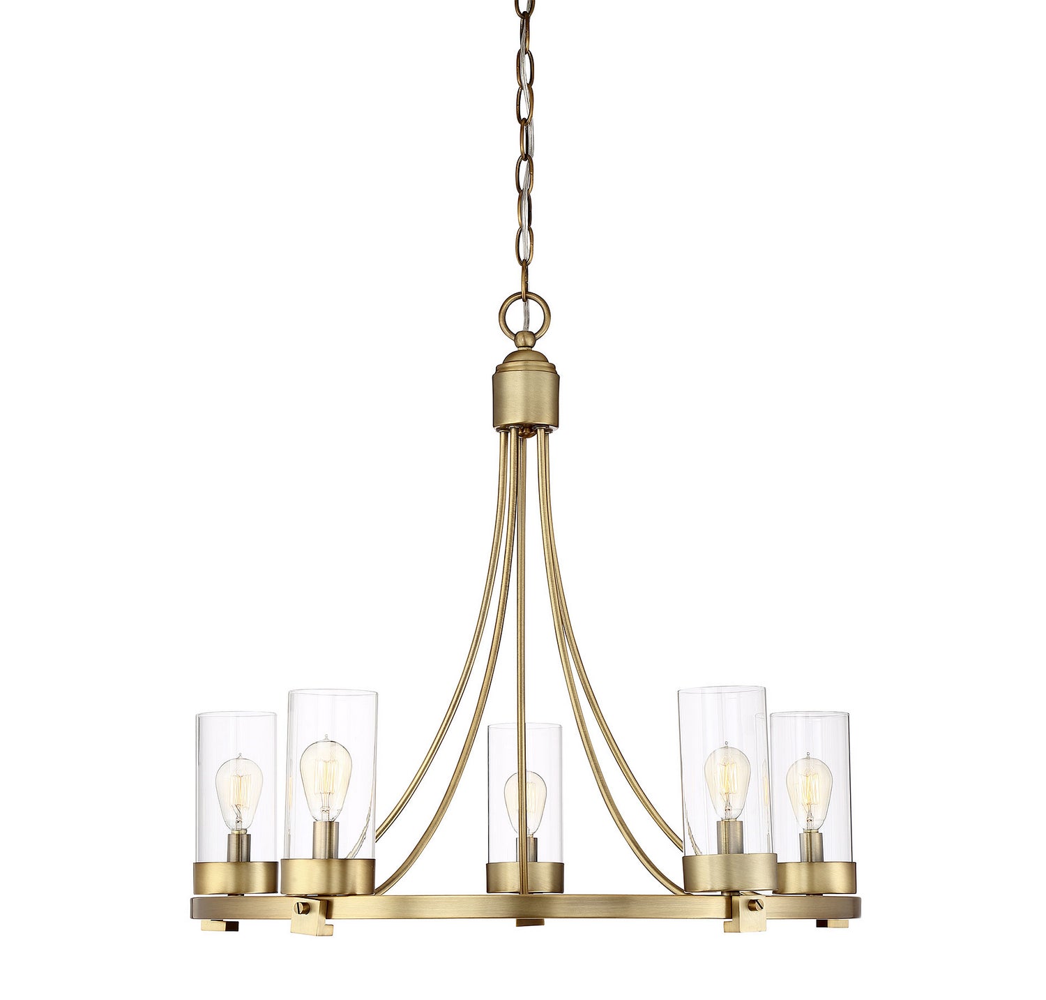 Meridian - M10018NB - Five Light Chandelier - Mchan - Natural Brass