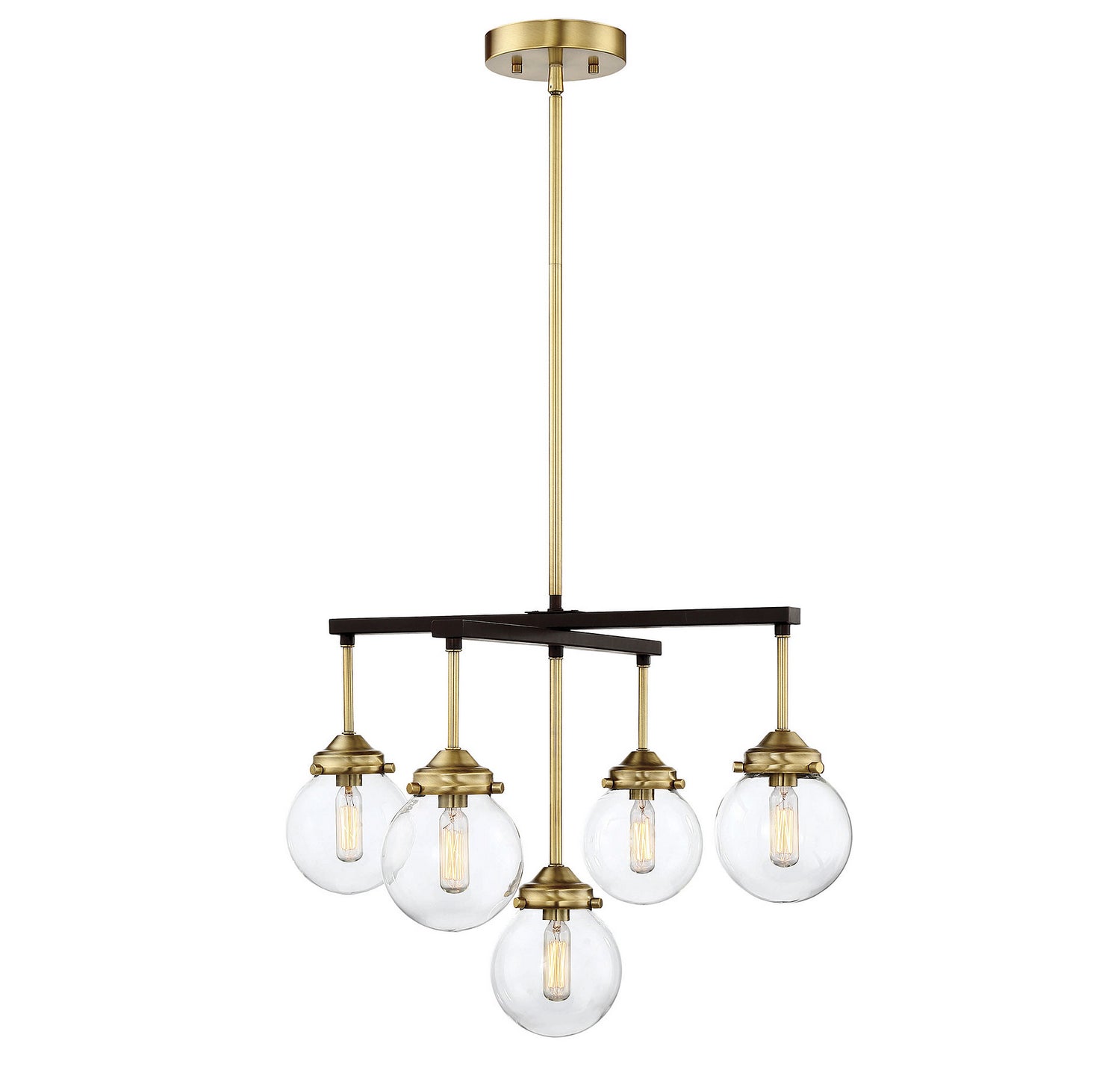 Meridian - M10041ORBNB - Five Light Chandelier - Mchan - Oil Rubbed Bronze with Natural Brass