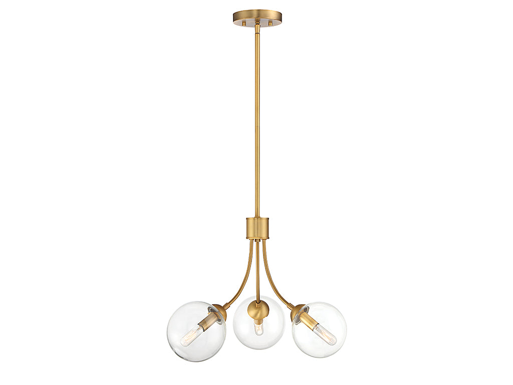 Meridian - M10057NB - Three Light Chandelier - Mchan - Natural Brass