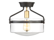 Meridian - M60011ORBNB - One Light Semi-Flush Mount - Msemi - Oil Rubbed Bronze with Natural Brass