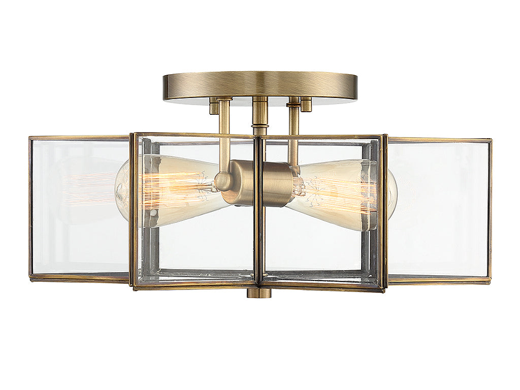 Meridian - M60021NB - Two Light Semi-Flush Mount - Msemi - Natural Brass