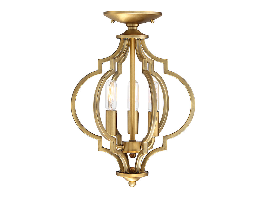 Meridian - M60055NB - Three Light Semi-Flush Mount - Msemi - Natural Brass