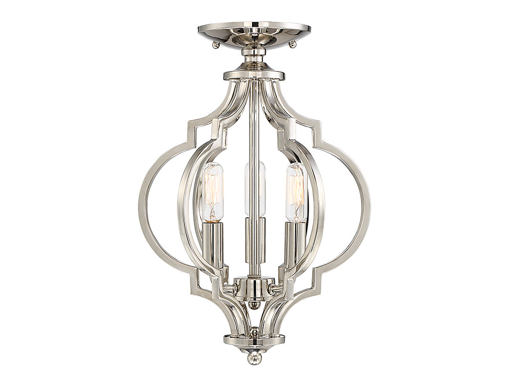 Meridian - M60055PN - Three Light Semi-Flush Mount - Msemi - Polished Nickel