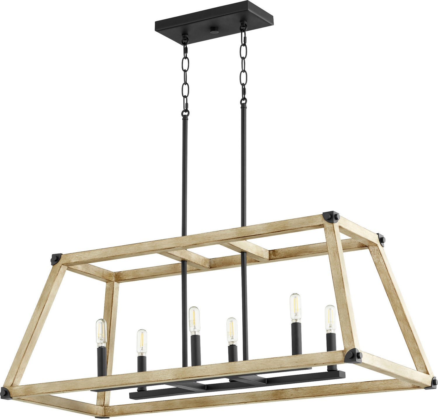 Quorum - 6589-6-69 - Six Light Entry Pendant - Alpine - Textured Black|Driftwood