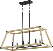 Quorum - 6589-6-69 - Six Light Entry Pendant - Alpine - Textured Black|Driftwood