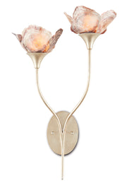 Currey and Company - 5000-0138 - Two Light Wall Sconce - Silver Leaf/Natural