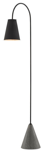 Currey and Company - 8000-0070 - One Light Floor Lamp - Black Iron/Silver Leaf/Polished Concrete