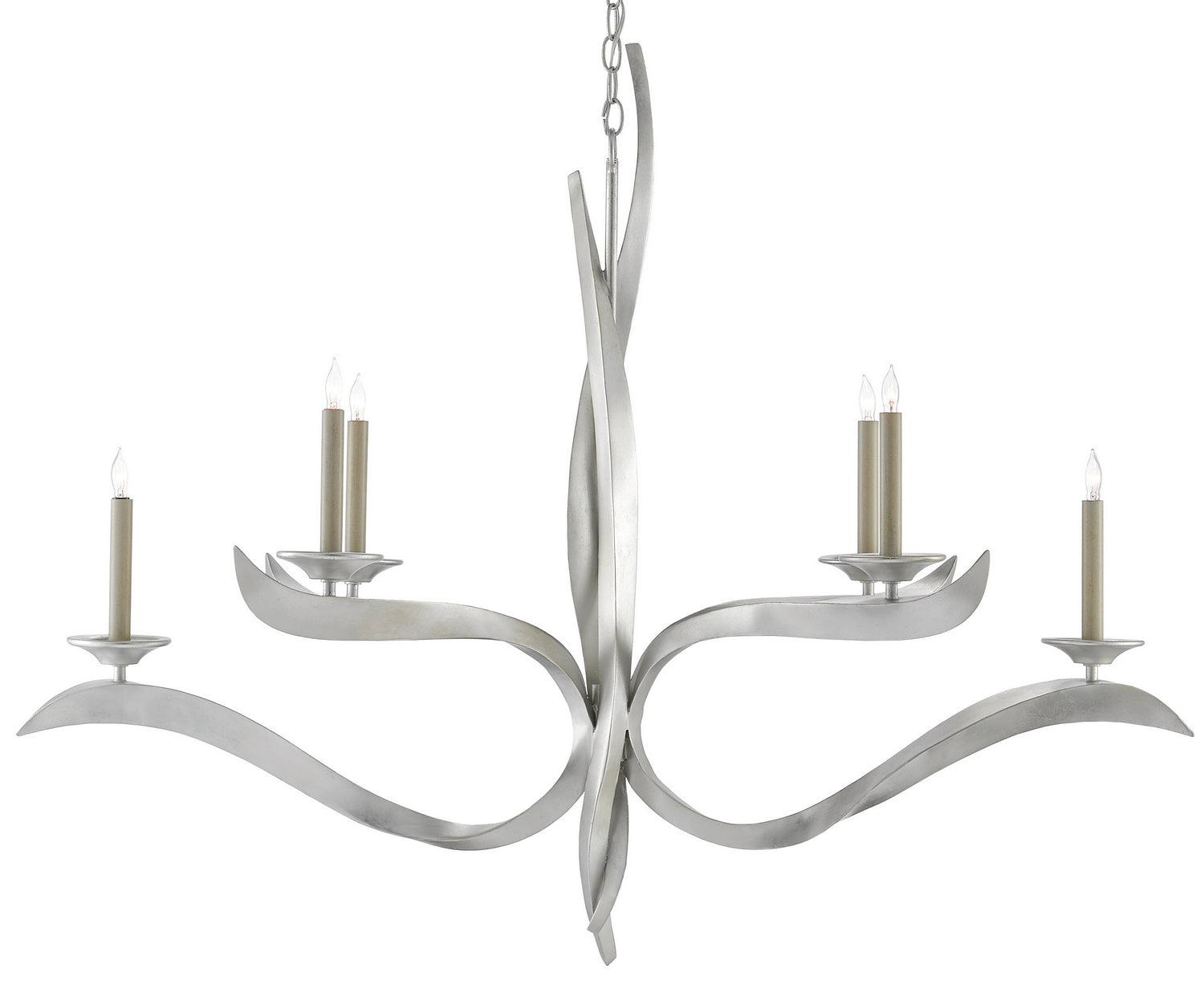 Currey and Company - 9000-0391 - Six Light Chandelier - Contemporary Silver Leaf
