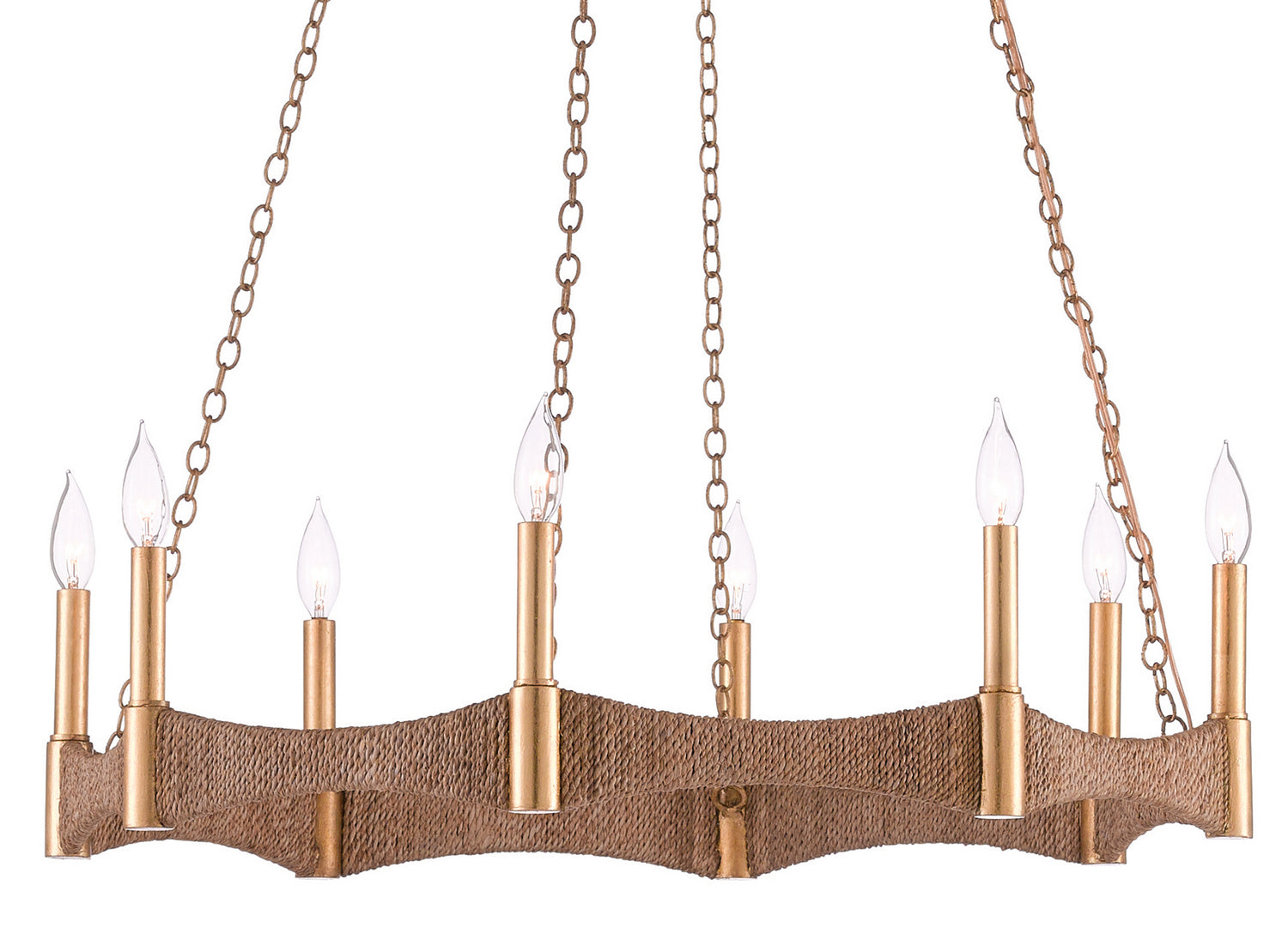 Currey and Company - 9000-0402 - Eight Light Chandelier - Natural/Dark Contemporary Gold Leaf