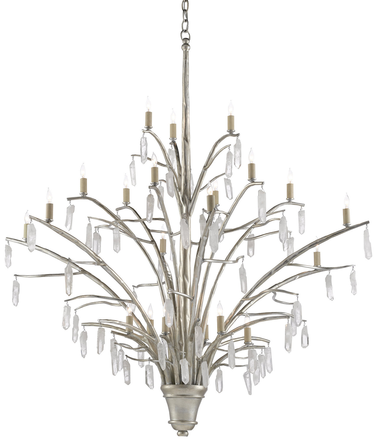 Currey and Company - 9000-0508 - 21 Light Chandelier - Contemporary Silver Leaf/Natural