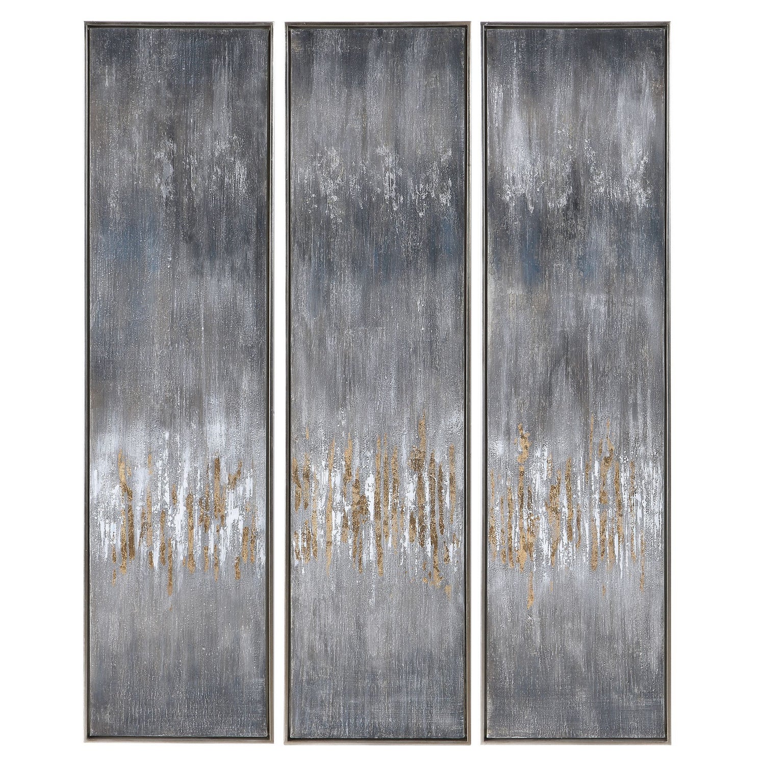 Uttermost - 51304 - Hand Painted Canvases, Set/3 - Gray - Silver Leaf