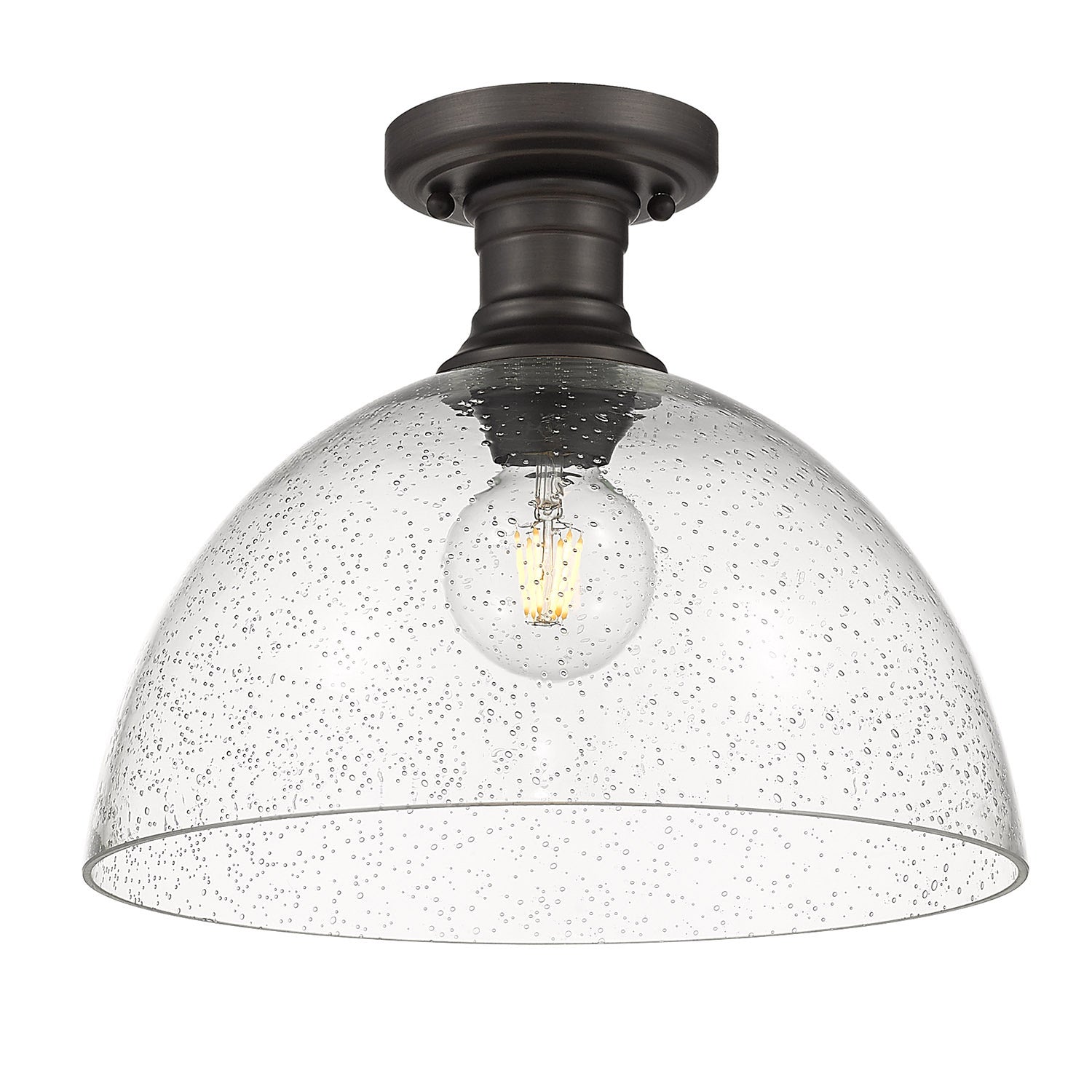 Golden - 3118-SF14 RBZ-SD - One Light Semi-Flush Mount - Hines - Rubbed Bronze