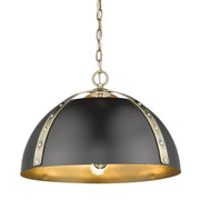 Golden - 6928-3P AB-BLK - Three Light Pendant - Aldrich - Aged Brass