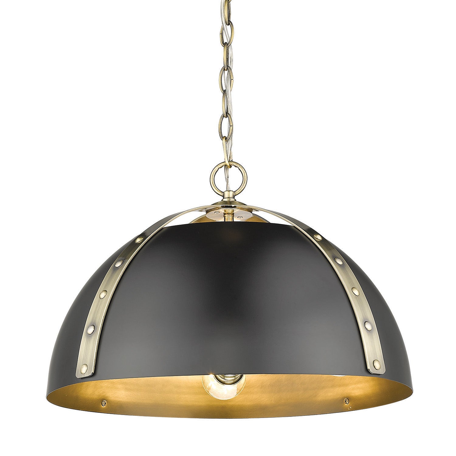 Golden - 6928-3P AB-BLK - Three Light Pendant - Aldrich - Aged Brass