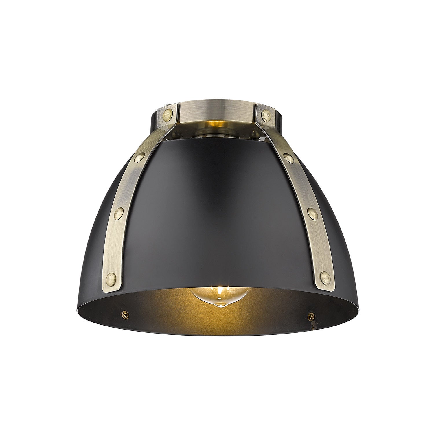 Golden - 6928-FM AB-BLK - One Light Flush Mount - Aldrich - Aged Brass