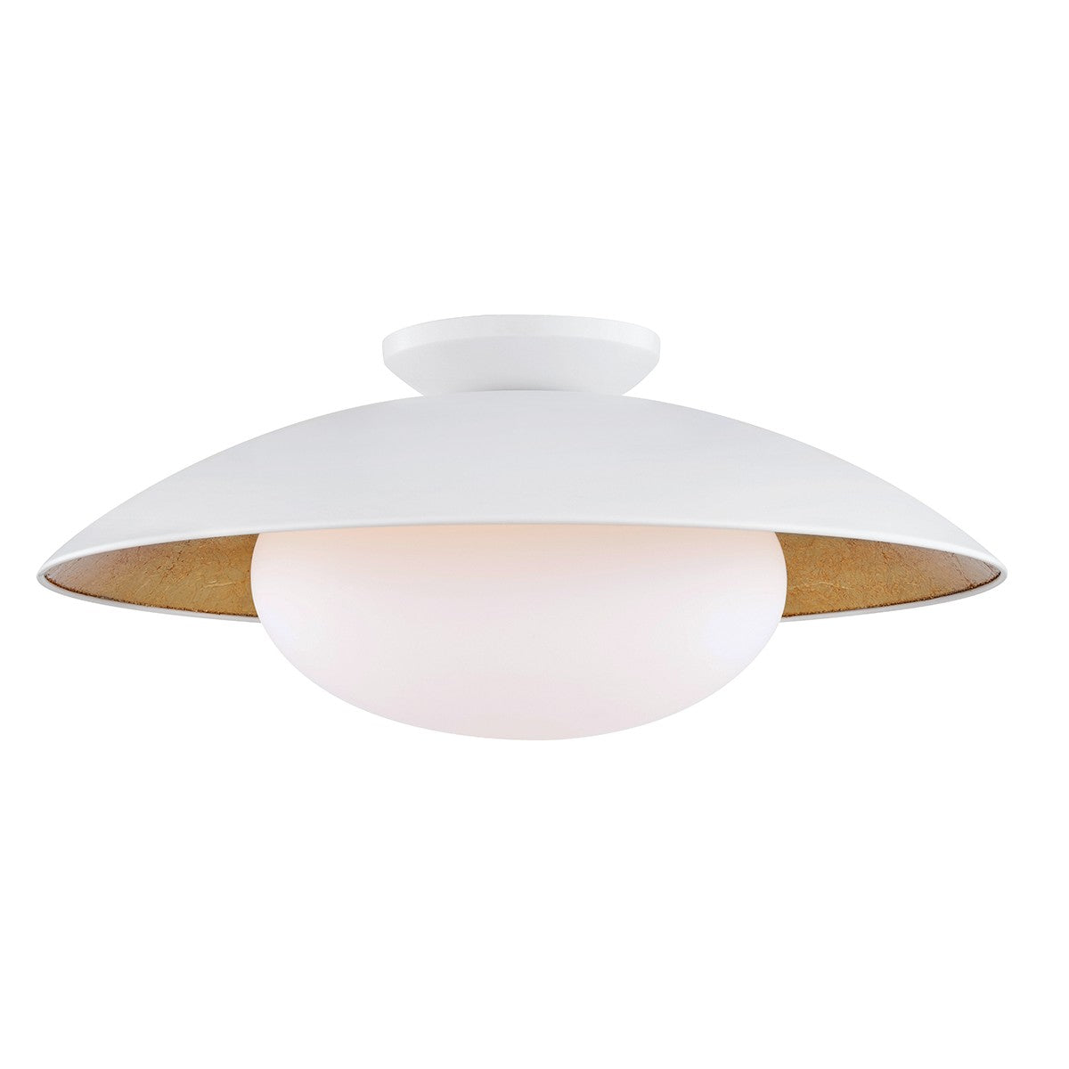 Mitzi - H368601L-WH/GL - One Light Semi Flush Mount - Cadence - White Lustro/Gold Leaf Combo