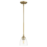 Quorum - 3059-280 - One Light Pendant - Enclave - Aged Brass|Clear Seeded