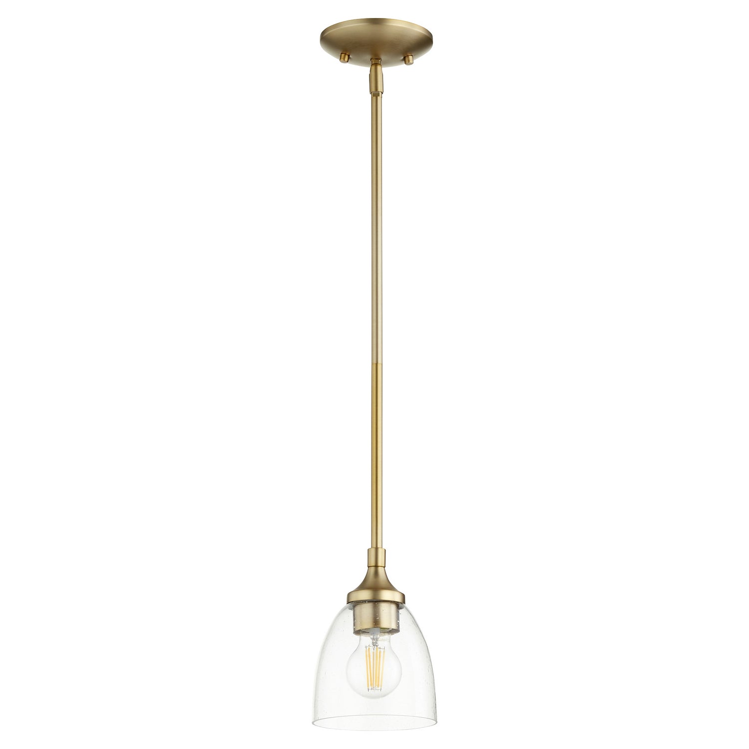 Quorum - 3059-280 - One Light Pendant - Enclave - Aged Brass|Clear Seeded