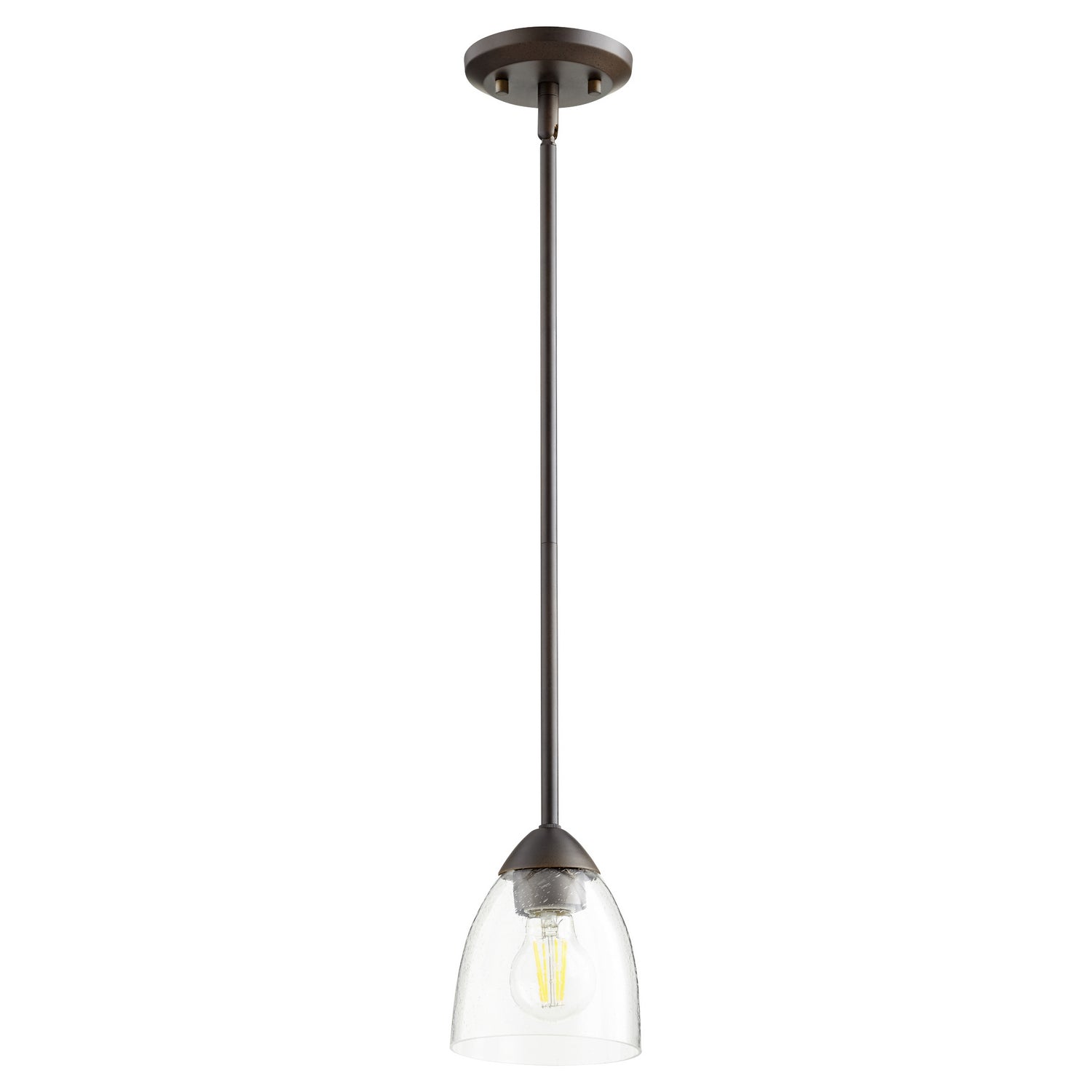 Quorum - 3069-286 - One Light Pendant - Barkley - Oiled Bronze|Clear Seeded