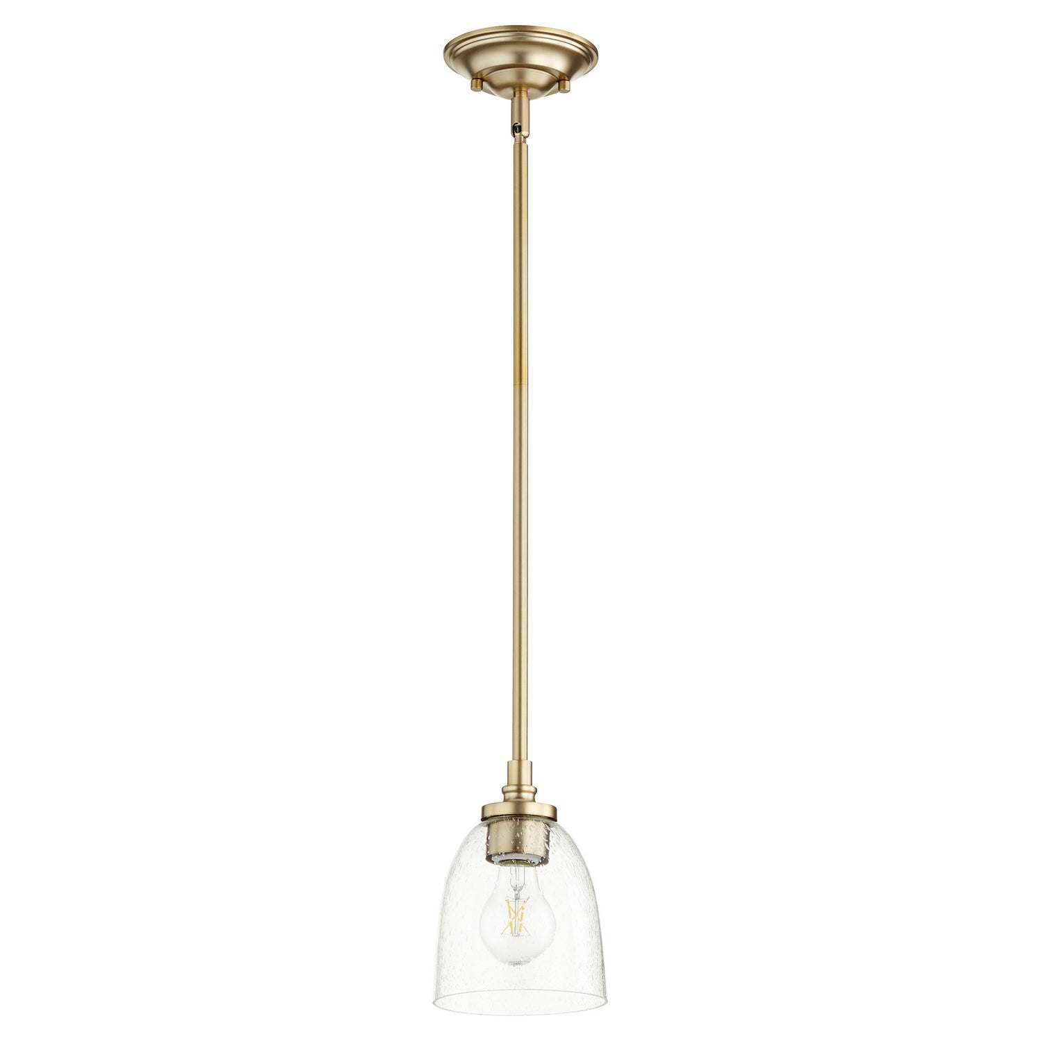 Quorum - 3122-280 - One Light Pendant - Rossington - Aged Brass|Clear Seeded