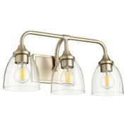 Quorum - 5059-3-280 - Three Light Vanity - Enclave - Aged Brass|Clear Seeded
