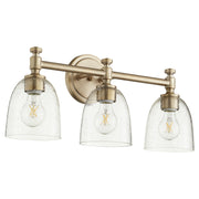 Quorum - 5122-3-280 - Three Light Vanity - Rossington - Aged Brass|Clear Seeded