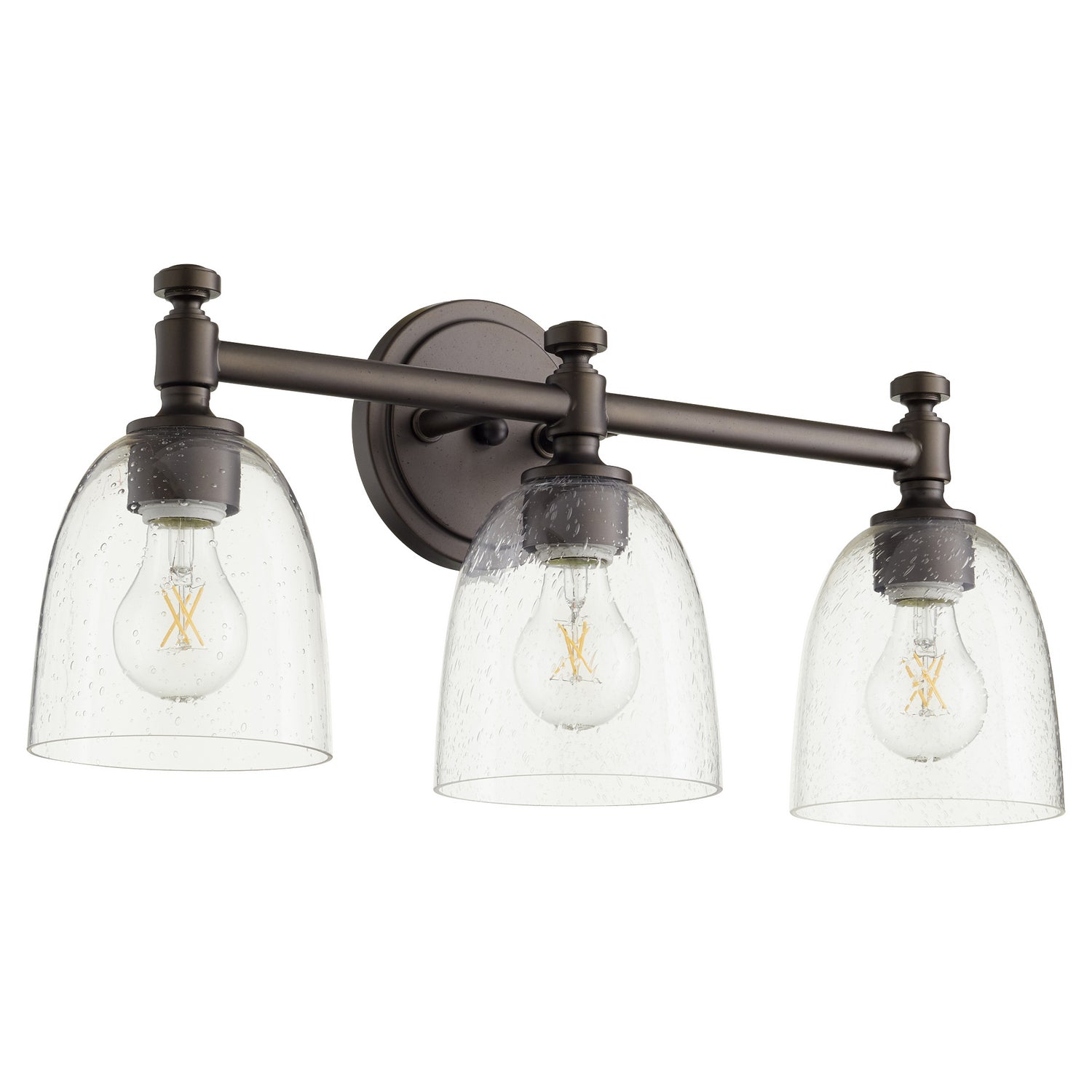 Quorum - 5122-3-286 - Three Light Vanity - Rossington - Oiled Bronze|Clear Seeded