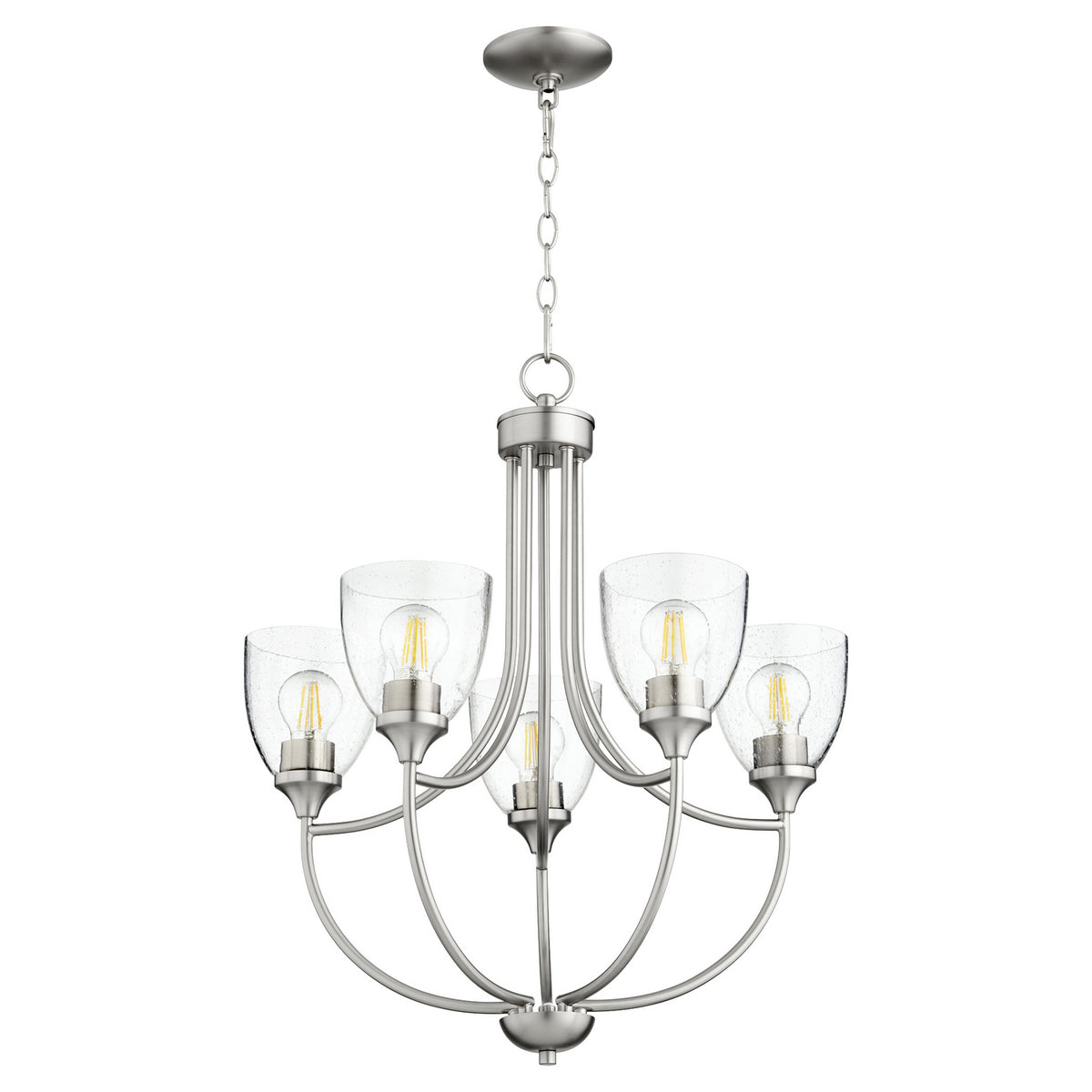 Quorum - 6059-5-265 - Five Light Chandelier - Enclave - Satin Nickel|Clear Seeded