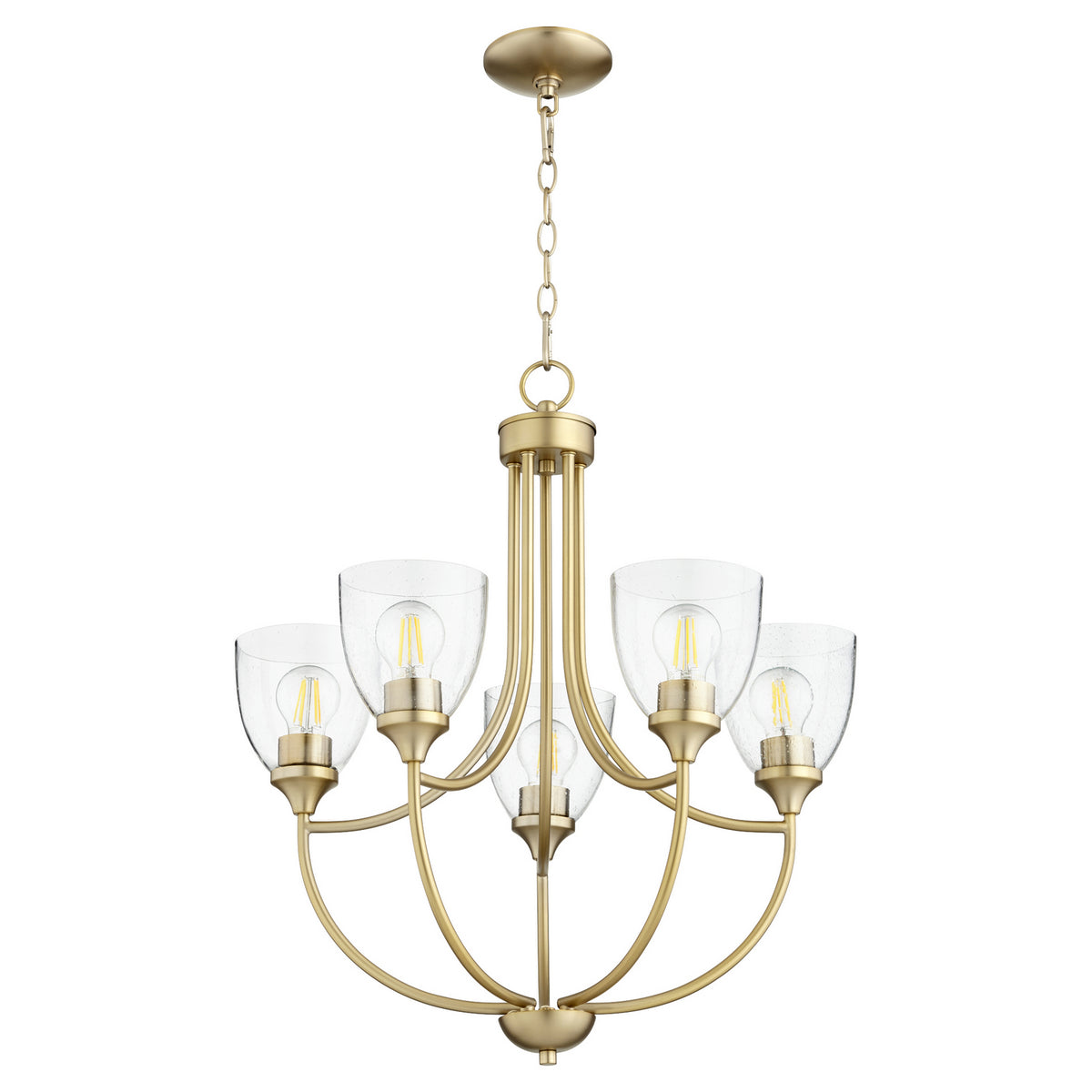 Quorum - 6059-5-280 - Five Light Chandelier - Enclave - Aged Brass|Clear Seeded