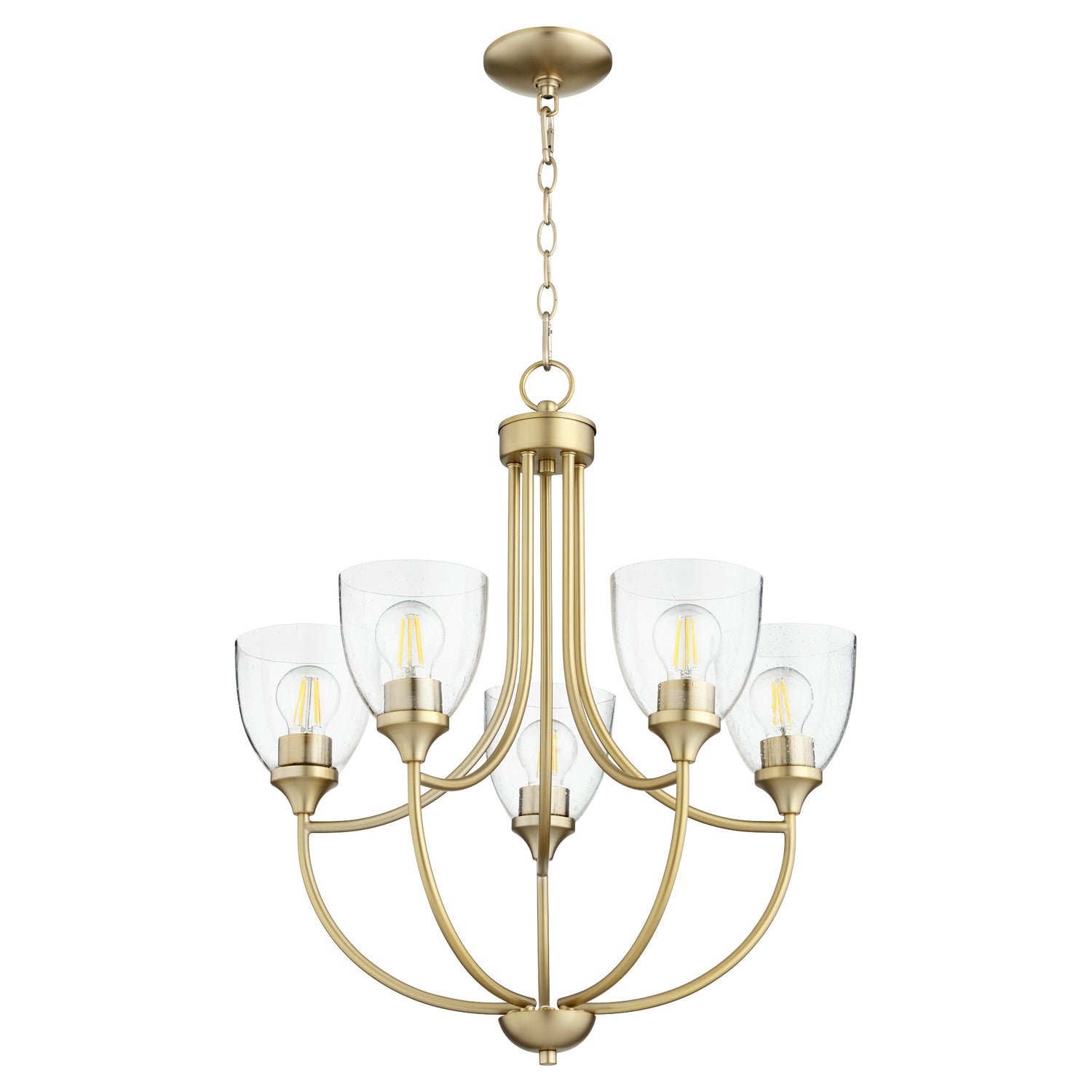Quorum - 6059-5-280 - Five Light Chandelier - Enclave - Aged Brass|Clear Seeded