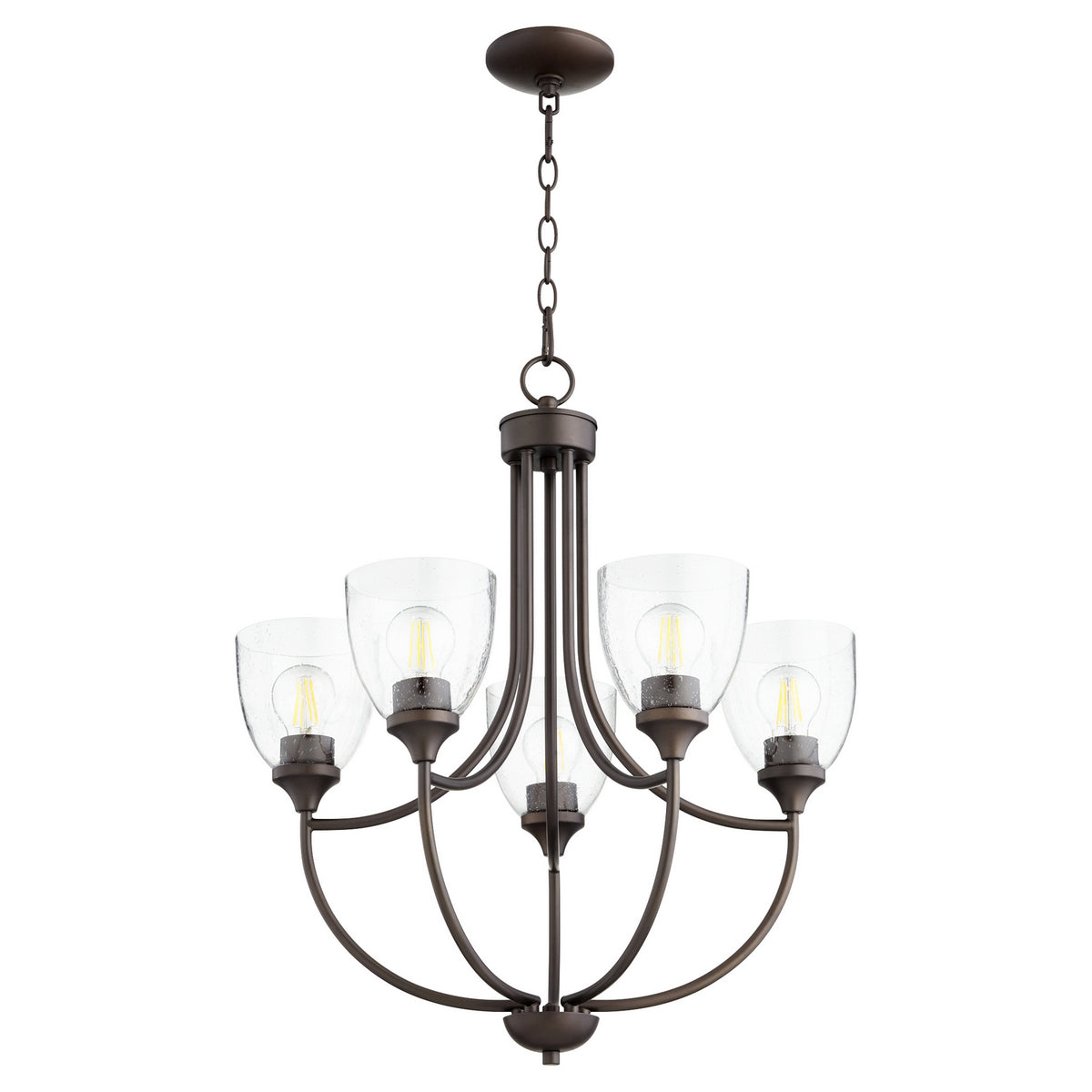 Quorum - 6059-5-286 - Five Light Chandelier - Enclave - Oiled Bronze|Clear Seeded