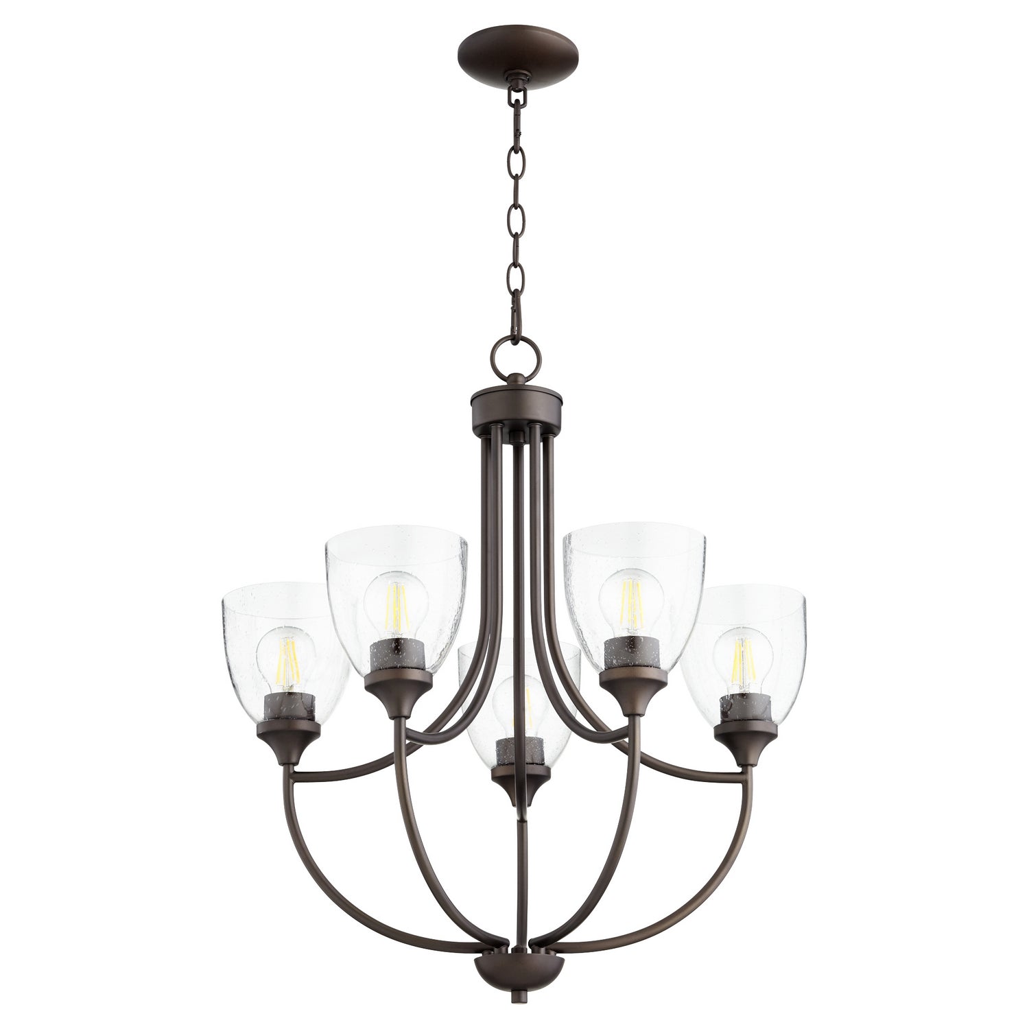 Quorum - 6059-5-286 - Five Light Chandelier - Enclave - Oiled Bronze|Clear Seeded