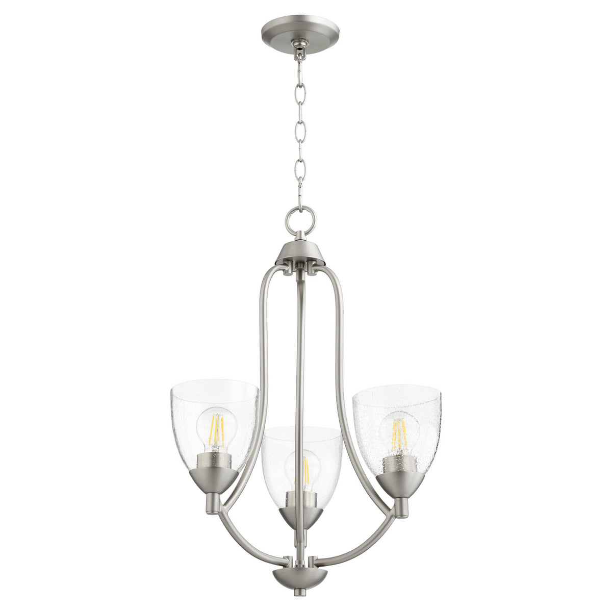Quorum - 6069-3-265 - Three Light Chandelier - Barkley - Satin Nickel|Clear Seeded