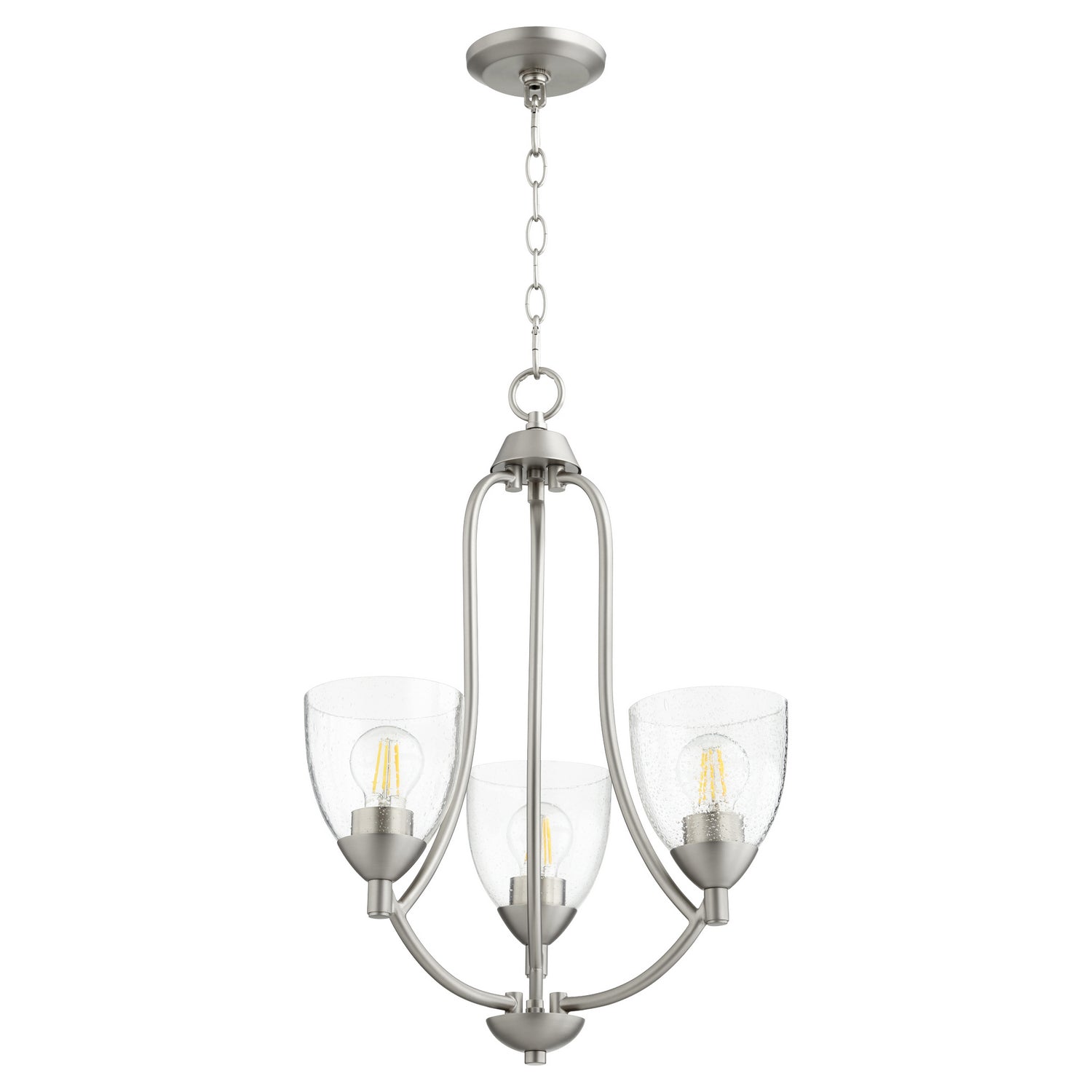 Quorum - 6069-3-265 - Three Light Chandelier - Barkley - Satin Nickel|Clear Seeded