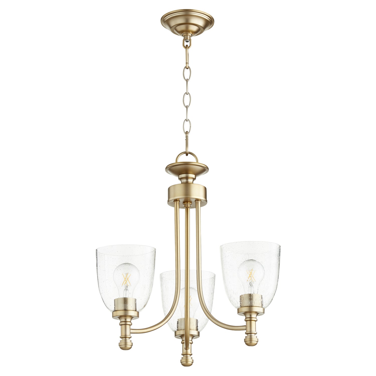 Quorum - 6122-3-280 - Three Light Chandelier - Rossington - Aged Brass|Clear Seeded