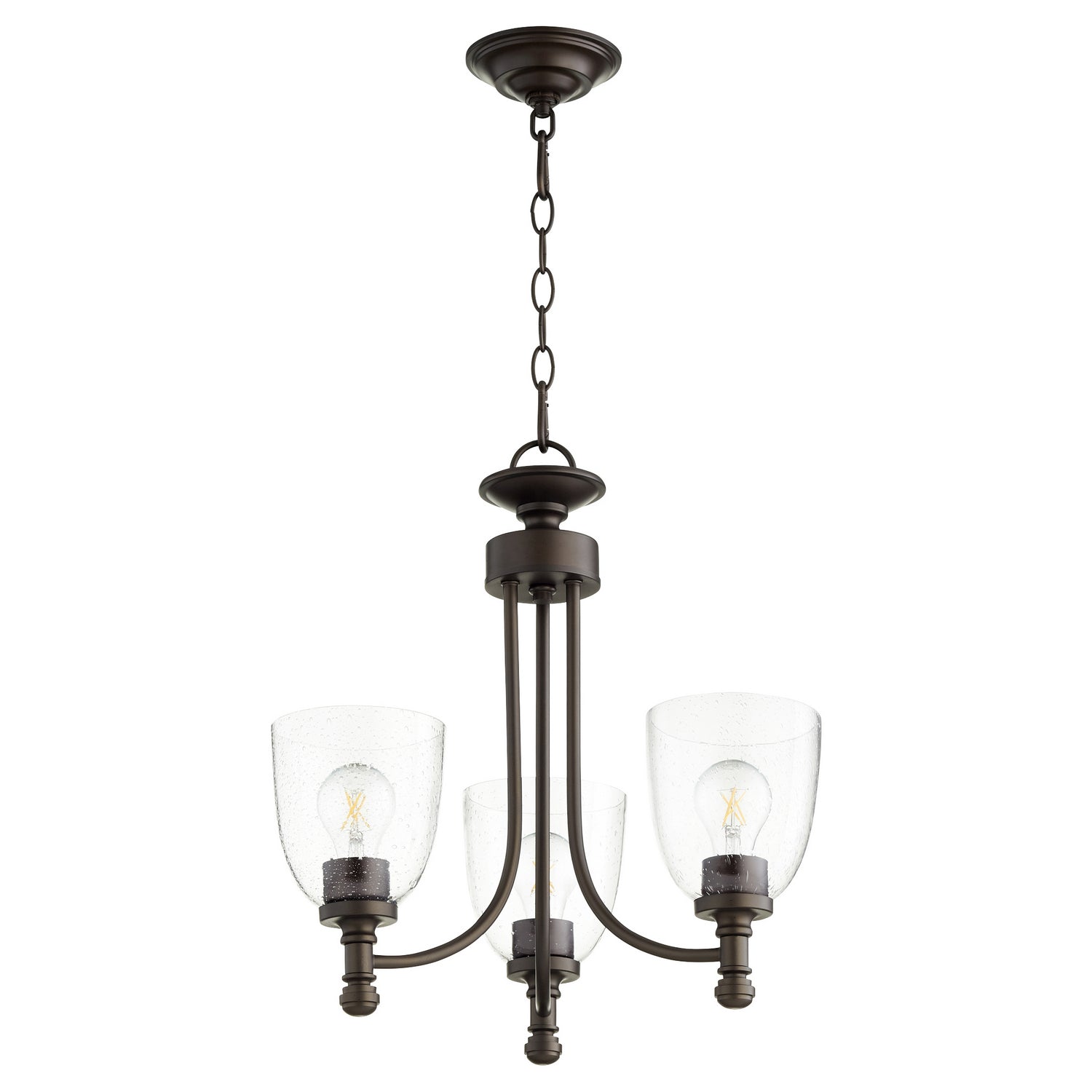 Quorum - 6122-3-286 - Three Light Chandelier - Rossington - Oiled Bronze|Clear Seeded