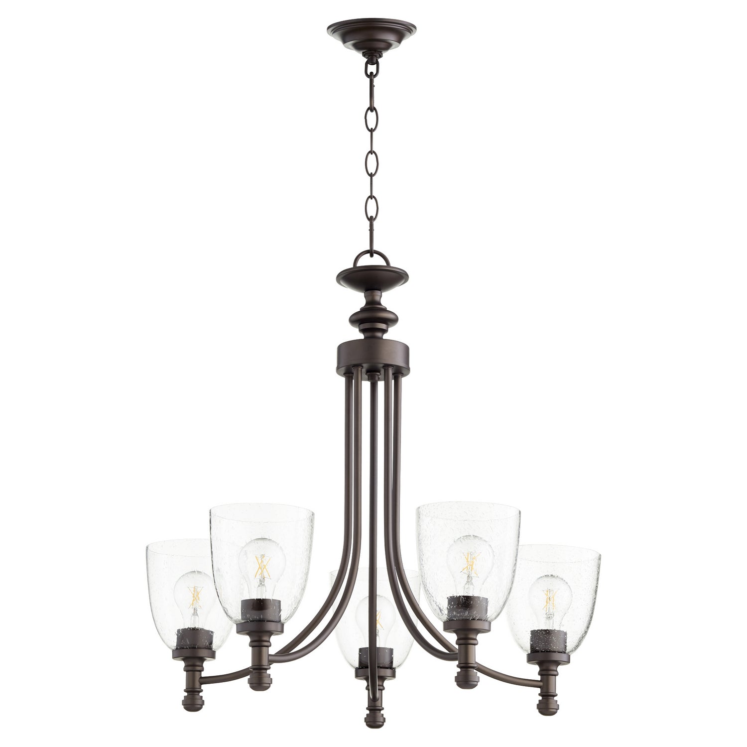 Quorum - 6122-5-286 - Five Light Chandelier - Rossington - Oiled Bronze|Clear Seeded
