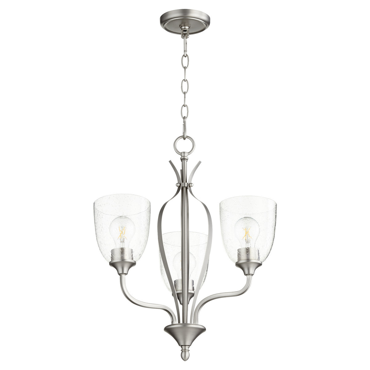 Quorum - 6127-3-265 - Three Light Chandelier - Jardin - Satin Nickel|Clear Seeded