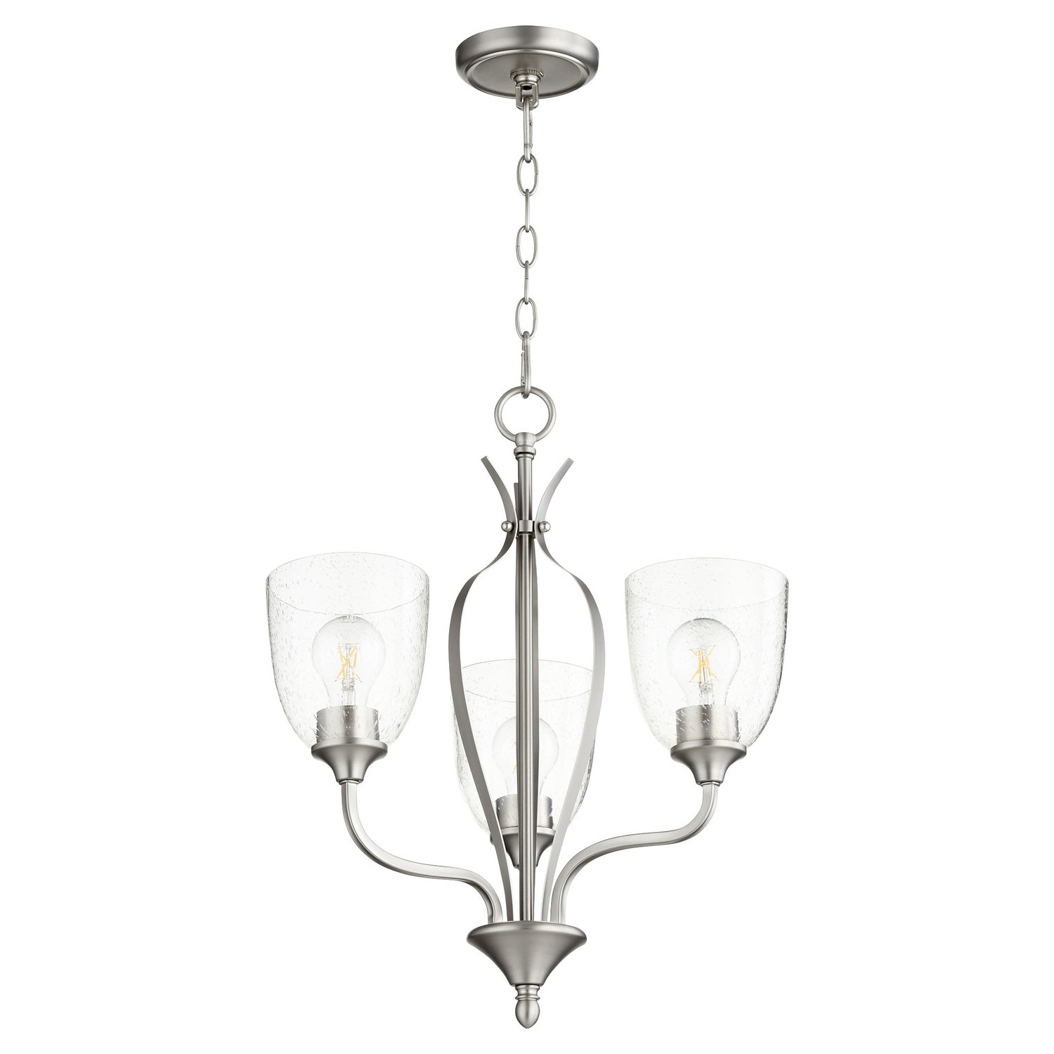 Quorum - 6127-3-265 - Three Light Chandelier - Jardin - Satin Nickel|Clear Seeded
