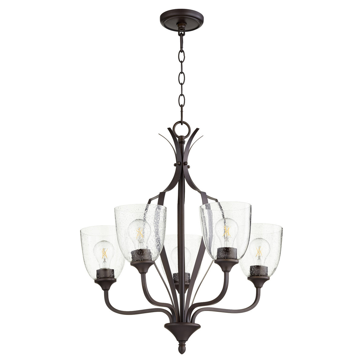 Quorum - 6127-5-286 - Five Light Chandelier - Jardin - Oiled Bronze|Clear Seeded