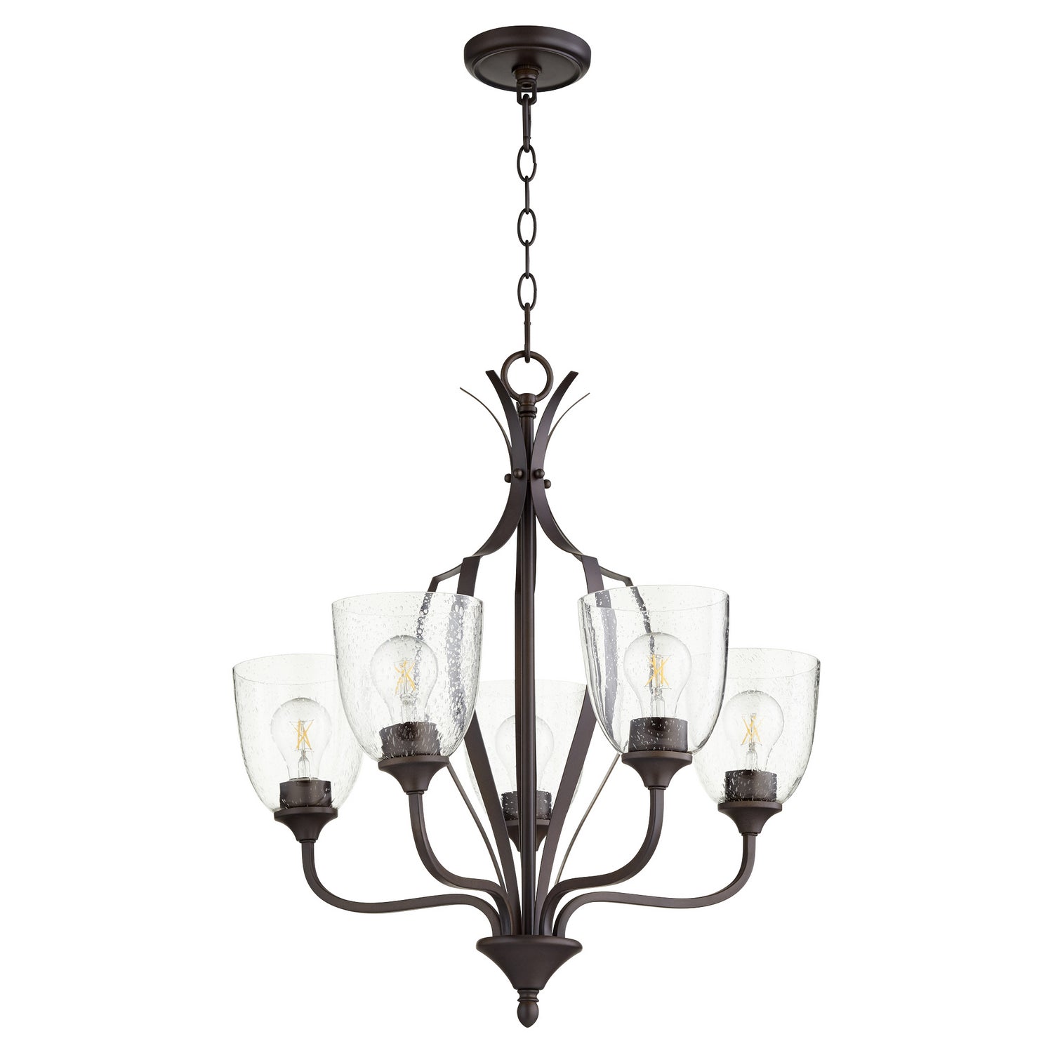Quorum - 6127-5-286 - Five Light Chandelier - Jardin - Oiled Bronze|Clear Seeded