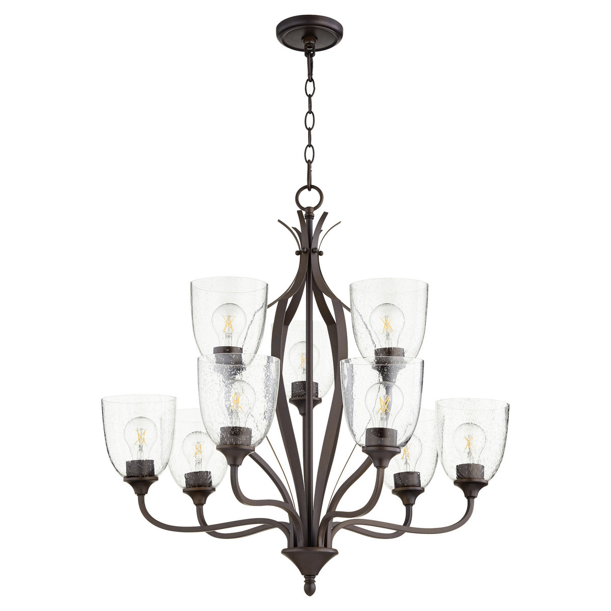 Quorum - 6127-9-286 - Nine Light Chandelier - Jardin - Oiled Bronze|Clear Seeded