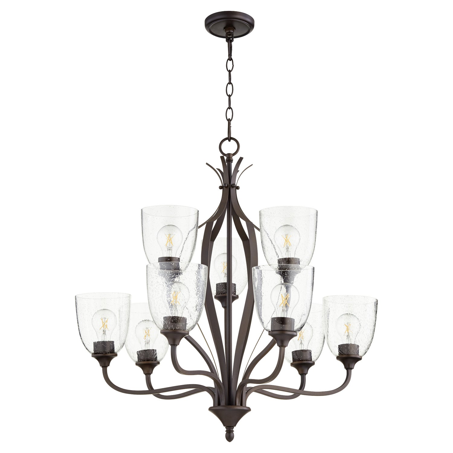 Quorum - 6127-9-286 - Nine Light Chandelier - Jardin - Oiled Bronze|Clear Seeded