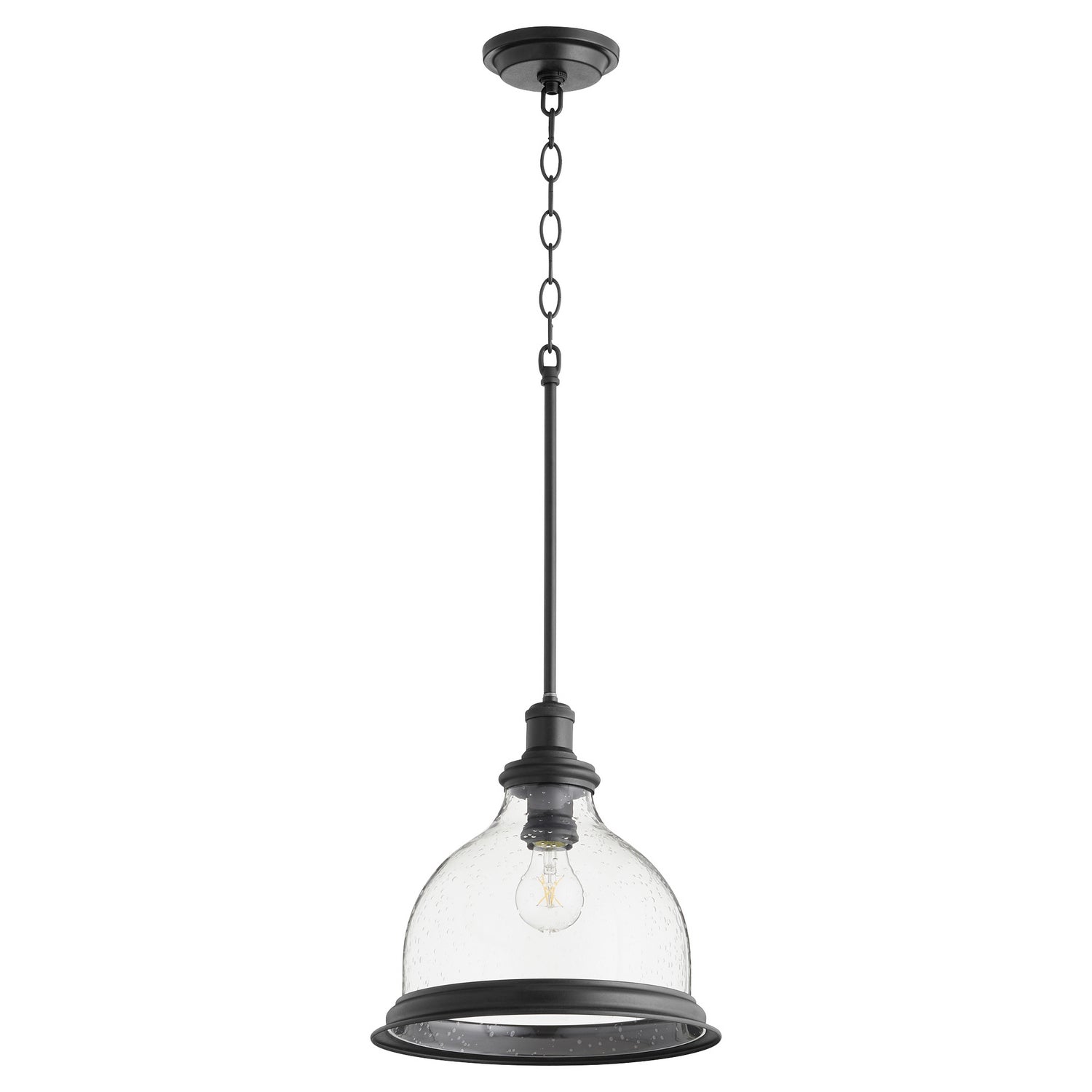 Quorum - 6193-12-69 - One Light Pendant - Ring Lighting Series - Textured Black|Clear Seeded