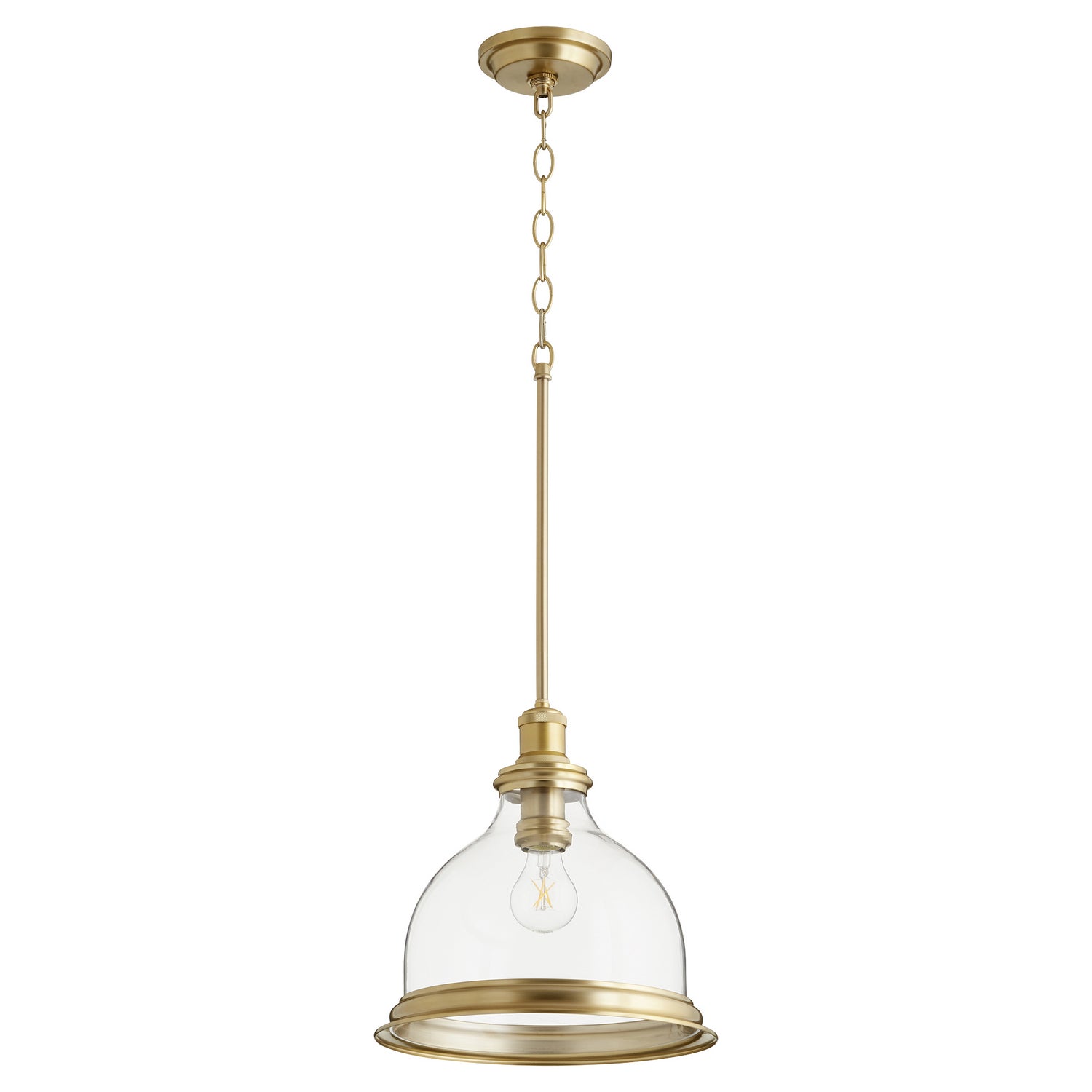 Quorum - 6193-12-80 - One Light Pendant - Ring Lighting Series - Aged Brass|Clear