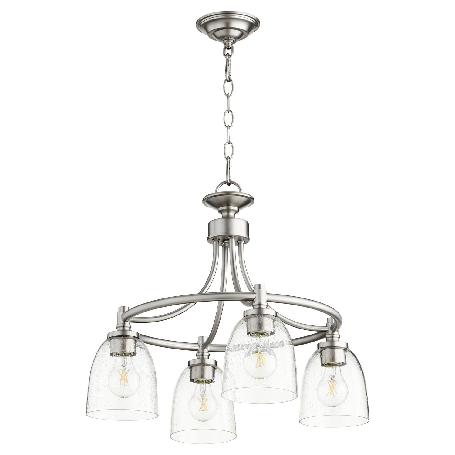 Quorum - 6422-4-265 - Four Light Chandelier - Rossington - Satin Nickel|Clear Seeded