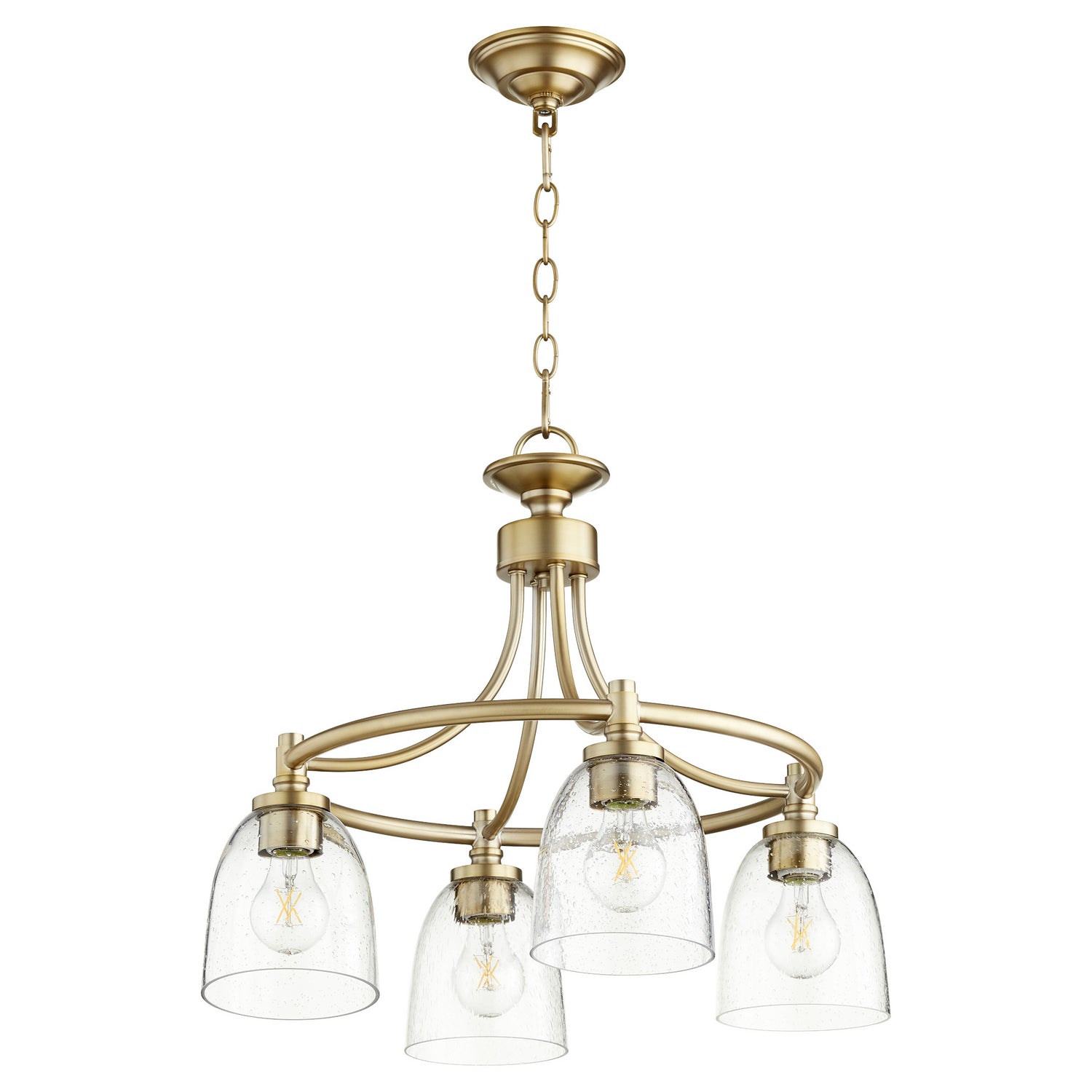 Quorum - 6422-4-280 - Four Light Chandelier - Rossington - Aged Brass|Clear Seeded