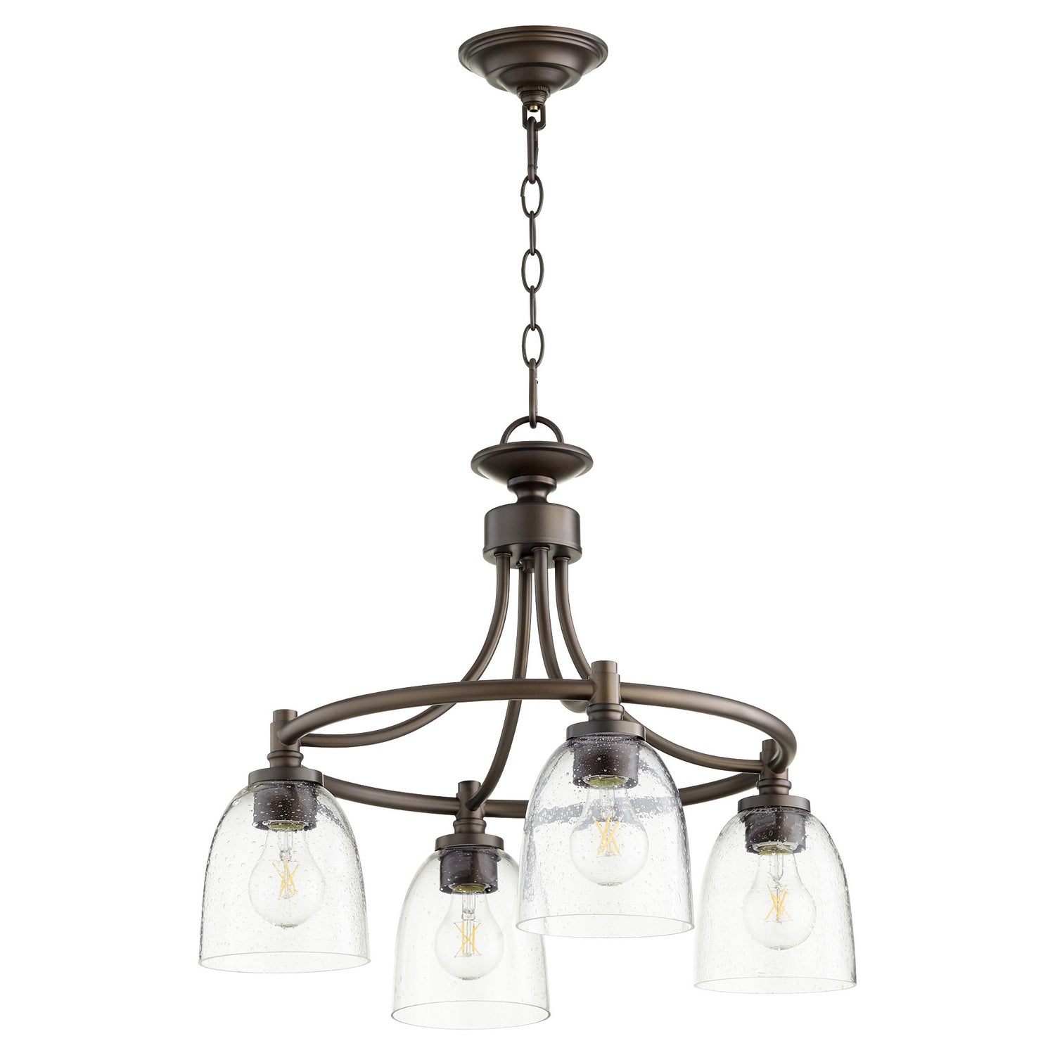 Quorum - 6422-4-286 - Four Light Chandelier - Rossington - Oiled Bronze|Clear Seeded