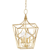Hudson Valley - 4811-GL - Four Light Pendant - Green Point - Gold Leaf